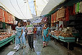 Kangra - the market on the labyrinth of alleys leading to Bajreshwari Devi Temple.